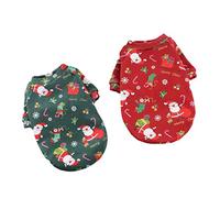 TOYANDONA 2Pcs Christmas Pet Garment Soft Fleece Dog Clothes with Festive Red and Green Print Easy to Wear Puppy Costume for Winter Party and Outdoor Walks