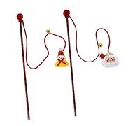 TOYANDONA 2pcs Christmas Themed Cat Teaser Toys Bells Plush Interactive Teasing Sticks for Indoor Play, Festive Santa and Snowman Designs for Adult Cats and Kittens
