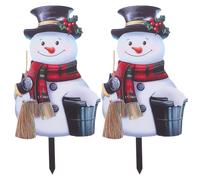 TOYANDONA 2PCS Christmas Yard Stakes: Snowman Yard Signs Christmas Outdoor Decorations Decorative for Outside Holiday Xmas Garden Lawn Home Pathway Patio Decor