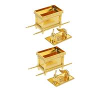 TOYANDONA 2pcs Church Ark Of Ornaments Religious Decor Ancient Ornament Biblical Figurine Religious Statue Israel Ark Decor Church Craft Golden