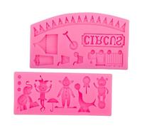 TOYANDONA 2pcs Circus-Themed Cartoon Silicone Molds for Cake Decorating Safe Silicone Fondant Moulds with Elephant and Bear Designs for Birthday Parties Showers and Holiday Baking