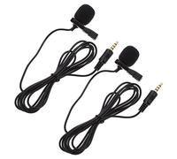TOYANDONA 2pcs Clip On Mini Microphone for Laptop and Mobile Phone Collar Clip Mic Noise Cancelling 4-Pole Plug Hand Free Black for Recording Live Broadcasts and Conferences