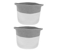 TOYANDONA 2pcs Cotton Rope Baskets Woven Storage Organizer for Toys Laundry Decorative Hamper Handles for Household