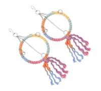 TOYANDONA 2pcs Cotton Rope Bird Swing Perch Toy Round Parrot Hammock for Budgies Conures and Finches for Caged Birds