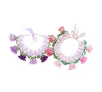 TOYANDONA 2pcs Cute Knitted Pet Scarf Adjustable Crochet Collar Bell Flower for Cats Dogs Christmas Birthday Photography Props