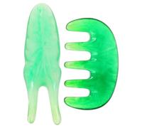 TOYANDONA 2pcs Deep Green Scraping Comb and Y-Shaped Massage Fork Set, Multi-Functional Scalp and Eye Skin Massager Tools for Acupuncture Therapy and Head Relaxation