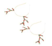 TOYANDONA 2pcs Deer Antler Headband Christmas Antlers Cute Reindeer Horns Party Accessory Holiday Cosplay Festive Seasonal Events for Women Metal Alloy Rhinestone Accents