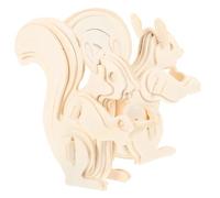TOYANDONA 2pcs DIY Wooden Animal Puzzle Squirrel Type Self-assembling Jigsaw for Educational Cognitive Development and Hand-eye Coordination Building