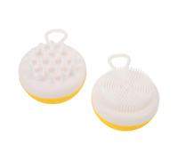 TOYANDONA 2PCS Dog Bath Massage Brush Set Soft Silicone Bristles, Yellow Puppy Shampoo Scrubber for Long Hair Cats and Dogs, Pet Grooming Cleaning Tool for Household Bathing