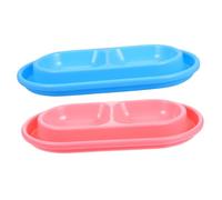 TOYANDONA 2pcs Double Cat Food Bowl Non Slip Feeding Dishes for Cats Small Dogs Easy to Clean Dual Compartment Water and Food Dish Convenient Pet Feeder Outdoor Use Blue Pink