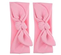 TOYANDONA 2pcs Elastic Pet Dog Headbands Large Pink Bowknot Hair Bows Polyester Decorative Puppy Headdress Accessories for Small Dogs and Cats