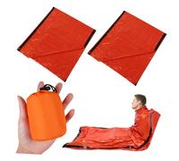 TOYANDONA 2pcs Emergency Sleeping Bags with Storage Bag Warmth for Camping Hiking Survival High-grade Pet Aluminum Film Outdoor Sleep Sack in Bright Orange for Visibility