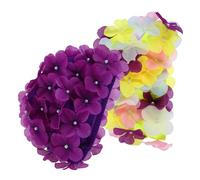 TOYANDONA 2pcs Fabric Swim Cap for Women Hand Sewn Flower Petals Stretchy Bathing Hat with Retro Floral Design for Long Hair Swimming Training and Summer Pool Use