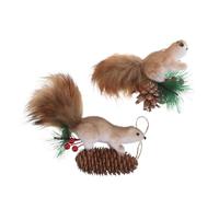 TOYANDONA 2pcs Faux Squirrel Hanging Ornaments for Christmas Tree Reusable Festive Animal Decorations for Indoor Outdoor Holiday Party and Seasonal Scene Setup