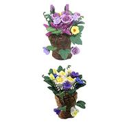 TOYANDONA 2pcs Flower Basket Model Decor Miniature Bonsai Decorations Creative Appearance Design Assorted Color Clay Plastic Gift for Micro Landscape Decor and Doll House