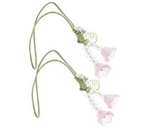 TOYANDONA 2pcs Flower Phone Strap Wristlet Key Lanyard for Car | Alloy Acrylic Hand-strung Beads, High Durability Build, Festival-ready Decorative Chain for Ring Use