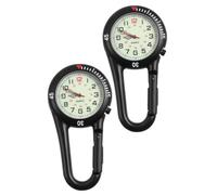 TOYANDONA 2pcs Fluorescent Dial Backpack Fob Watch Clip-on Quartz Watch Alloy Material Lightweight Suitable for Outdoor Activities Climbing and Fitness