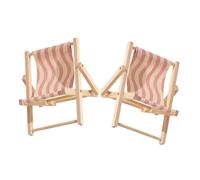 TOYANDONA 2pcs Foldable Beach Chair Wooden Phone Stand Portable Stable Phone Holder for Office Bedroom Desk Cute Pink Striped Canvas Chair Decoration