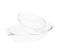 TOYANDONA 2pcs Glass Baking Pans Microwave Oven Safe Heat-Resistant Oval Plates with Handles for Baked Rice Lasagna Desserts and Serving Hot Cold Dishes at Home Restaurant
