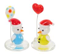 TOYANDONA 2pcs Glass Snowman Tabletop Figurines with Balloon Festive Christmas Holiday Decorations Compact Glass Snowman Desktop Ornaments for Seasonal Party Craft