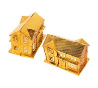 TOYANDONA 2pcs Golden Plastic Ancestral Tribute Houses for Hungry Ghost Festival and Funeral Memorial Ceremonies, Luxury Festival Sacrificial Accessories for Ancestor Worship