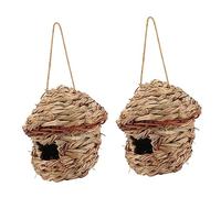 TOYANDONA 2Pcs Grass Birdhouse Woven Outdoor Nesting House for Hummingbirds Breathable Straw Nest for Garden Decoration Shelter for Birds