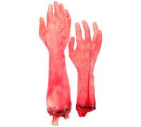 TOYANDONA 2pcs Halloween Broken Hand Fake Blood Horror Prop, Realistic Detached Body Part Decoration for Haunted House, Scary Adult Middle Size Left and Right Hands Set
