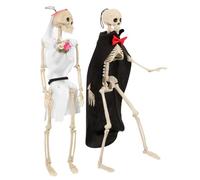 TOYANDONA 2Pcs Halloween Skeleton Decoration with Flexible Joints Creepy Skeleton Couple Hanging Ornaments for Spooky Haunted House and Outdoor Halloween Decor