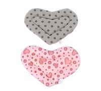 TOYANDONA 2pcs Hamster Warm Nest Pad with Heart Pattern, Small Pet Sleeping Mat for Winter, Soft Guinea Pig and Rabbit Bed, Foldable Cozy Kennel Cushion for Small Animals