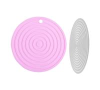 TOYANDONA 2pcs Heat Resistant Silicone Trivet Mats Round Non Slip Pot Pads Insulation Counter Protector for Hot Pans Dining Table Pet Feeding Mat Gray Pink