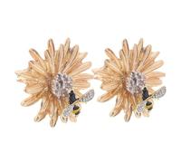 TOYANDONA 2pcs Honey Bee Brooch Daisy Enamel Pin for Women Rhinestone Floral Lapel Pins Lightweight Coat Collar Brooches for Dresses Scarves Suits Vintage Style Accessories