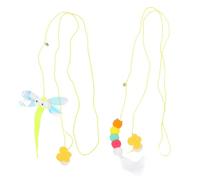 TOYANDONA 2pcs Indoor Hanging Cat Swing with Plumage, Caterpillar Dragonfly Felt for Interactive Kitten Play and Door Attachment