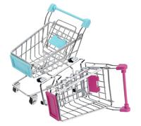 TOYANDONA 2pcs Iron Mini Shopping Cart Trolley for Storage | Cute Dual-use Play and Storage, Desk Decor for Stationery, Paper Clips, Shop Display