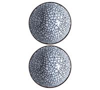 TOYANDONA 2pcs Japanese Style Cracked Ceramic Dessert Bowls Set, Medium Size Kitchen Tableware for Salad, Rice and Fruit, Food-Grade Porcelain Suitable for Home Dining