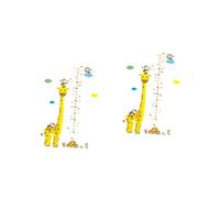 TOYANDONA 2pcs Kindergarten Wall Art Cartoon Giraffe Height Chart Removable Wall Stickers Home Decor Decals for Boys and Girls