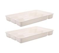 TOYANDONA 2pcs Kitchen Utensil Box with Stackable Design and 4 Divided Compartments, Plastic Countertop Utensils Storage Container for Drawer or Countertop Organisation, Space Saving