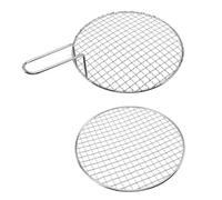 TOYANDONA 2pcs Korean Style Stainless Steel round Barbecue Grill Net Set, Thickened 1.8mm Charcoal-fired Bbq Wire Mesh Handle without Handle, Outdoor Cooking Rack for Patio and Garden