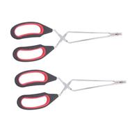 TOYANDONA 2PCS Large Multifunctional BBQ Tongs Heat Resistant Food Clip for Barbecue Grilling Non-Slip Kitchen Cooking Tool for Pizza Steak Bread Charcoal Handling Comfortable Anti-Scald