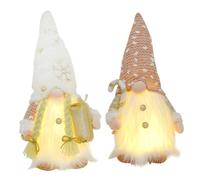 TOYANDONA 2pcs Lighted Rudolf Gnome Dolls Christmas Tabletop Centerpiece Decorations with LED Lights, Male and Female Figurines for Holiday Room and Window Display