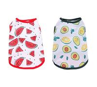 TOYANDONA 2pcs Lightweight Dog Shirts Quick Dry Sleeveless Pet Vests for Summer Breathable Printed Dog Clothing Avocado Watermelon Xs Comfortable Wear