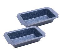 TOYANDONA 2pcs Loaf Pan High Carbon Steel Rectangular Bread Toast Bakeware | Black Marble Pattern, Smooth Polished Surface, Safe Edges, Quick Cleanup, Suitable for Cake Batter and Oven Baking
