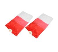 TOYANDONA 2pcs Long Folding Artificial Silk Belly Dancing Fans Bamboo Frame Chinese Dance Veil Props for Women Folk Performance Stage Show