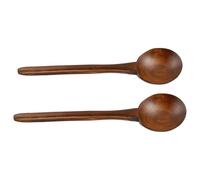 TOYANDONA 2Pcs Long Handle Wooden Soup Spoons Natural Non-Stick Wood Ladles for Cooking and Serving Noodle Soup, Porridge, and Desserts in Kitchen