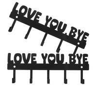 TOYANDONA 2pcs Love You Bye Iron Wall Mounted Key Holder with 5 Hooks