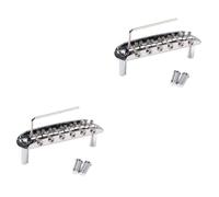 TOYANDONA 2pcs Metal Guitar Parts Saddle Bridge for Electric Guitar Jazz Bridge Accessory Chrome Fit Easy Install Adjust Saddle Design