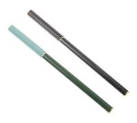 TOYANDONA 2pcs Metal Shaft Calligraphy Pen Brush Set, Soft Hair Small Regular Script Writing Brush for Chinese Calligraphy Art, Portable Black and Green Painting Accessory for Beginners
