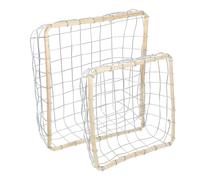 TOYANDONA 2pcs Metal Wire Storage Baskets Set, Square Small and Large Iron Wire Fruit and Vegetable Storage Bins for Kitchen Snacks, Bread, and Household Sundries Organization