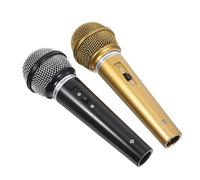 TOYANDONA 2pcs Microphone Prop - Black Kids Pretend Microphone Toy Simulation Prop - Realistic Plastic Mic Model For Stage Performance Cosplay