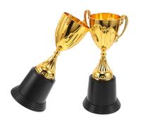 TOYANDONA 2pcs Mini Gold Plastic Trophies with Black Base for Football School Awards Shiny Finish Party Favors and Corporate Meeting Recognition Cups