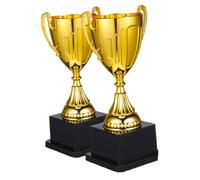 TOYANDONA 2pcs Mini Gold Trophy Cups with Stable Black Base for Soccer Basketball Football Badminton Competitions and Celebrations Commemorative Award Keepsake